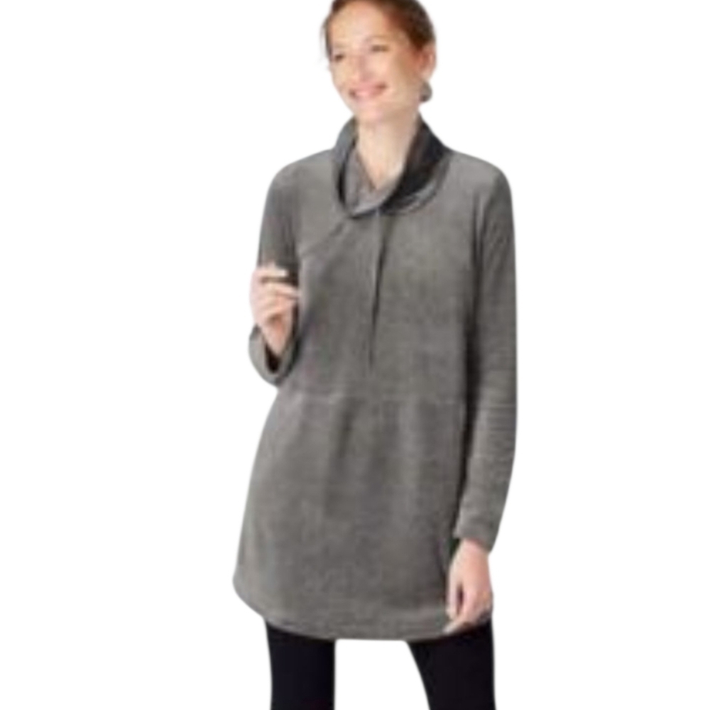 J. Jill Gray Velour Cowl Tunic Top Size Small